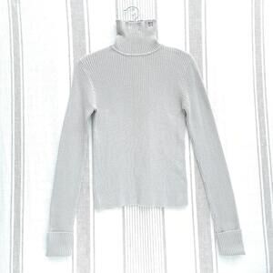 VTG Polo Jeans Ralph Lauren Sweater Womens Medium Gray Ribbed Knit Turtleneck 90